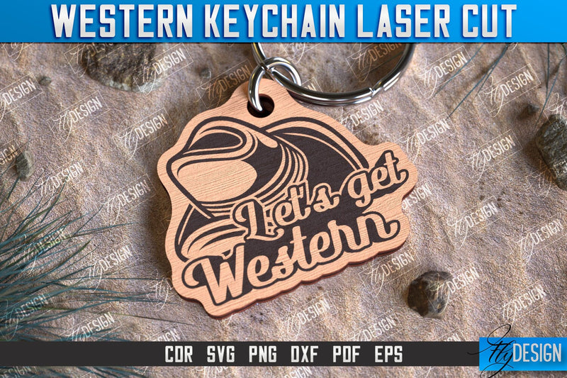 Western Keychain | Gift Idea | Cowboy & Wild West | Vintage Keychain | CNC File SVG Fly Design 