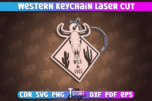 Western Keychain | Gift Idea | Cowboy & Wild West | Vintage Keychain | CNC File SVG The T Store Design 