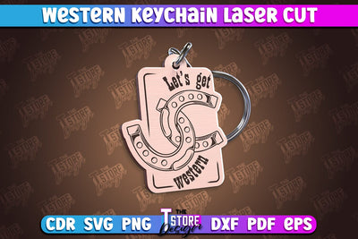 Western Keychain | Gift Idea | Cowboy & Wild West | Vintage Keychain | CNC File SVG The T Store Design 