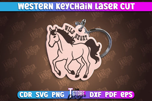 Western Keychain | Gift Idea | Cowboy & Wild West | Vintage Keychain | CNC File SVG The T Store Design 