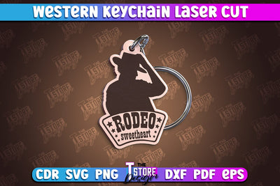 Western Keychain | Gift Idea | Cowboy & Wild West | Vintage Keychain | CNC File SVG The T Store Design 