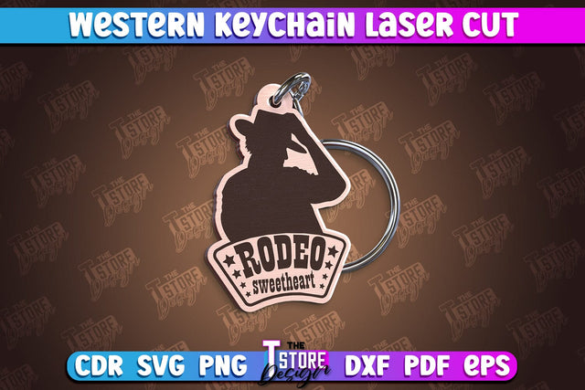 Western Keychain | Gift Idea | Cowboy & Wild West | Vintage Keychain | CNC File SVG The T Store Design 