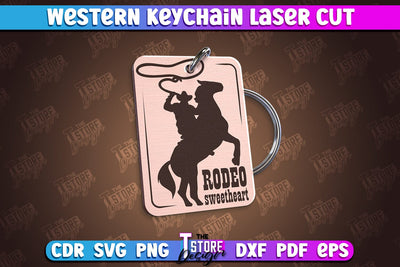 Western Keychain | Gift Idea | Cowboy & Wild West | Vintage Keychain | CNC File SVG The T Store Design 