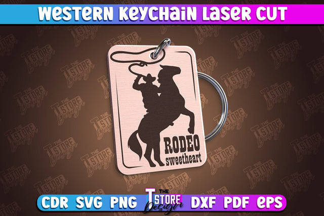 Western Keychain | Gift Idea | Cowboy & Wild West | Vintage Keychain | CNC File SVG The T Store Design 