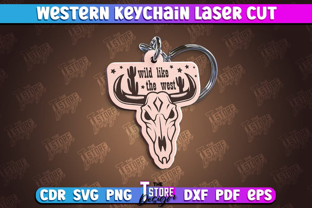Western Keychain | Gift Idea | Cowboy & Wild West | Vintage Keychain | CNC File SVG The T Store Design 