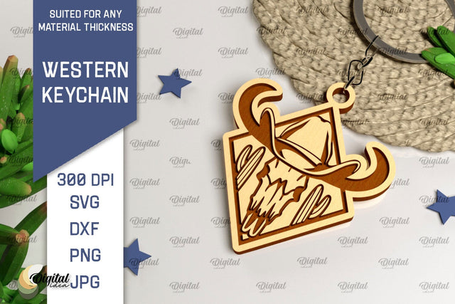 Western Keychain Laser Cut. Cowboy Western SVG SVG Evgenyia Guschina 