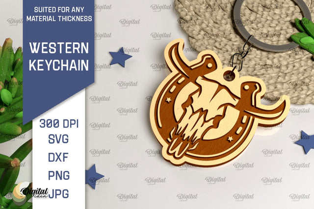 Western Keychain Laser Cut. Cowboy Western SVG SVG Evgenyia Guschina 