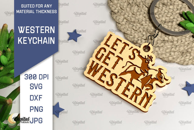 Western Keychain Laser Cut. Cowboy Western SVG SVG Evgenyia Guschina 