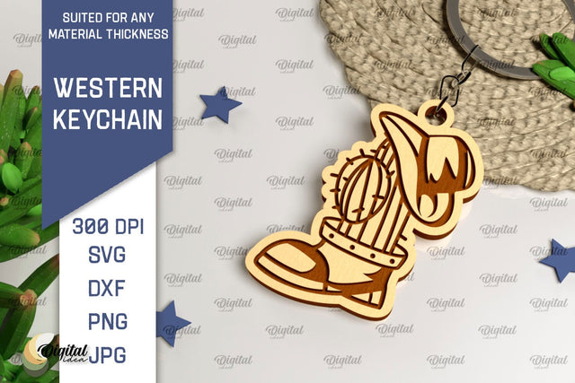 Western Keychain Laser Cut. Cowboy Western SVG SVG Evgenyia Guschina 