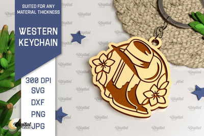 Western Keychain Laser Cut. Cowboy Western SVG SVG Evgenyia Guschina 