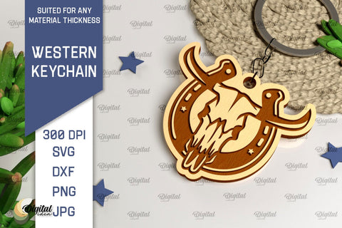 Western Keychains Laser Cut Bundle. Cowboy Western SVG SVG Evgenyia Guschina 