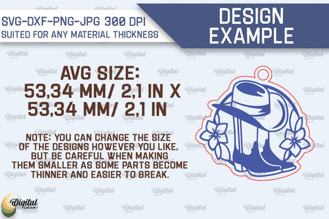 Western Keychains Laser Cut Bundle. Cowboy Western SVG SVG Evgenyia Guschina 