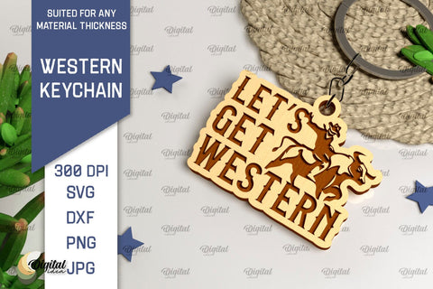 Western Keychains Laser Cut Bundle. Cowboy Western SVG SVG Evgenyia Guschina 