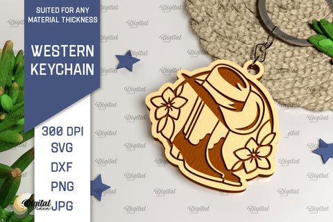 Western Keychains Laser Cut Bundle. Cowboy Western SVG SVG Evgenyia Guschina 