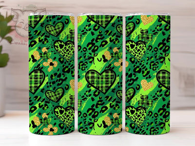 Western Leopard Heart Tumbler, Western Shamrock Tumbler, Stylish 20oz Wrap, Sublimation Design, Trendy Gift Idea, Irish Western Wrap, Lucky Heart Tumbler Sublimation Lara' s Designs 