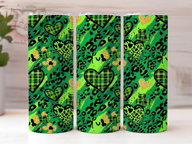 Western Leopard Heart Tumbler, Western Shamrock Tumbler, Stylish 20oz Wrap, Sublimation Design, Trendy Gift Idea, Irish Western Wrap, Lucky Heart Tumbler Sublimation Lara' s Designs 