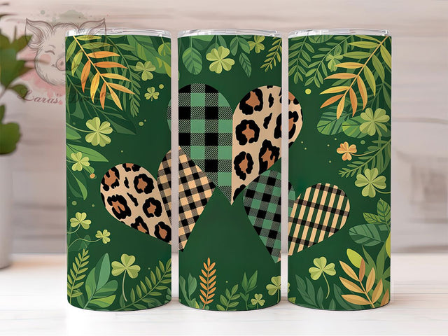 Western Leopard Heart Tumbler, Western Shamrock Tumbler, Stylish 20oz Wrap, Sublimation Design, Trendy Gift Idea, Irish Western Wrap, Lucky Heart Tumbler Sublimation Lara' s Designs 