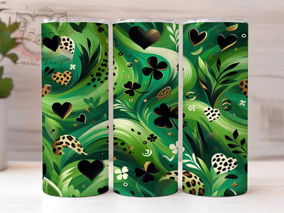 Western Leopard Shamrock Tumbler, Western Shamrock Tumbler, Stylish 20oz Wrap, Sublimation Design, Trendy Gift Idea, Irish Western Wrap, Lucky Cowhide Tumbler Sublimation Lara' s Designs 