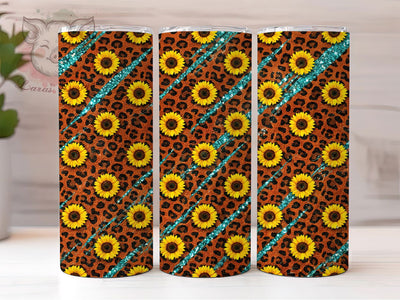 Western Leopard Sunflower 20oz Tumbler, Western Leopard, Leopard Sunflower, Sunflower Tumbler, 20oz Tumbler, Western Tumbler, Leopard Tumbler, Tumbler Wrap Sublimation Lara' s Designs 
