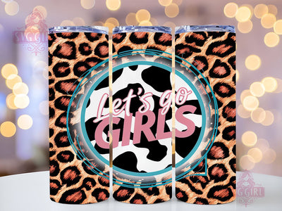 Western Let's Go Girls 20oz Tumbler Wrap Sublimation Design, Straight Tapered Tumbler Wrap, Cowhide Leopard Tumbler Png, Instant Digital Download Sublimation SvggirlplusArt 
