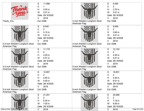 Western Longhorn Skull American Flag Embroidery Design – Patriotic Texas Bull Skull Machine Embroidery File, Cowboy Western USA Design Embroidery/Applique DESIGNS PatternFeed8 