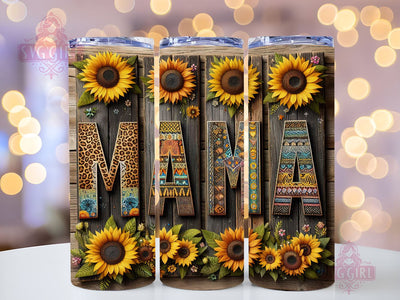 Western Mama 20oz Tumbler Wrap Sublimation Design, Straight Tapered Tumbler Wrap, Leopard Sunflower Tumbler Png, Instant Digital Download Sublimation SvggirlplusArt 