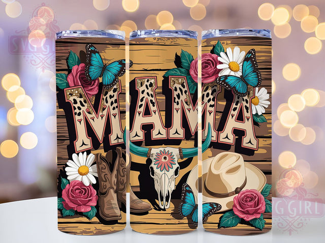 Western Mama Cow 20oz Tumbler, Rustic Wooden Wrap, Country Farmhouse Design, Cow Print Sublimation, Mama Theme Wrap, 20oz Tumbler Design, PNG Tumbler Wrap Sublimation SvggirlplusArt 
