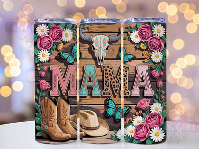 Western Mama Cow 20oz Tumbler, Rustic Wooden Wrap, Country Farmhouse Design, Cow Print Sublimation, Mama Theme Wrap, 20oz Tumbler Design, PNG Tumbler Wrap Sublimation SvggirlplusArt 