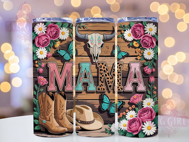 Western Mama Cow 20oz Tumbler, Rustic Wooden Wrap, Country Farmhouse Design, Cow Print Sublimation, Mama Theme Wrap, 20oz Tumbler Design, PNG Tumbler Wrap Sublimation SvggirlplusArt 