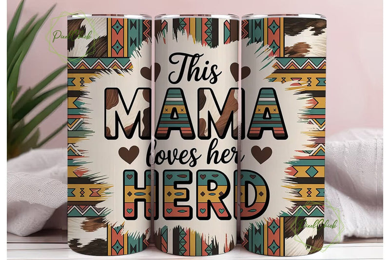 Western Mama Herd 20oz Tumbler Wrap Sublimation PixelChick 