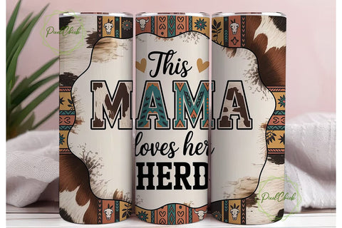 Western Mama Herd 20oz Tumbler Wrap Sublimation PixelChick 
