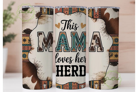 Western Mama Herd 20oz Tumbler Wrap Sublimation PixelChick 