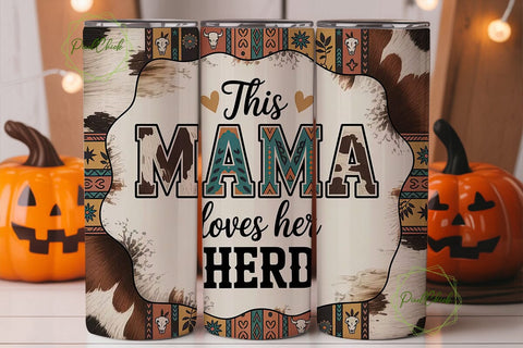Western Mama Herd 20oz Tumbler Wrap Sublimation PixelChick 