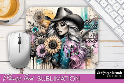 Western Mouse Pad PNG - Cowgirl Sublimation Mousepad Sublimation OrangeBrushStudio 