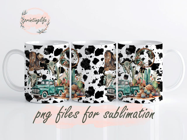 Western Mug Wrap Png, Western Sublimation Design, Western Sublimation Design Png, Watercolor Cowboy Png Downloads 11oz Sublimation PrintingLife 