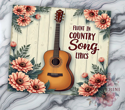 Western Music Lyrics 20 oz Skinny Tumbler Sublimation Design, Straight & Tapered Tumbler Png, Country Guitar Tumbler Png, Digital Download PNG Sublimation Li Zamperini 