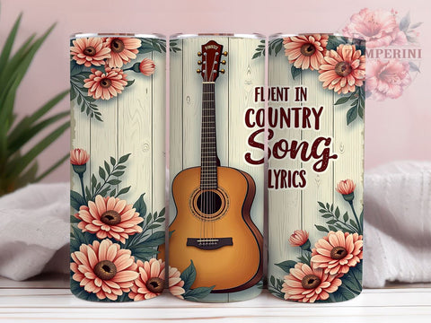 Western Music Lyrics 20 oz Skinny Tumbler Sublimation Design, Straight & Tapered Tumbler Png, Country Guitar Tumbler Png, Digital Download PNG Sublimation Li Zamperini 