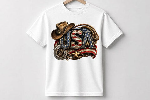 Western Patriotic USA American Flag Sublimation PNG SVG BillahCrafts 