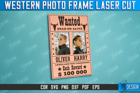 Western Photo Frame Bundle | Gift Idea | Vintage Photo Frame | Wild West | CNC File SVG Fly Design 