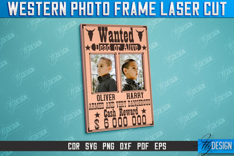 Western Photo Frame Bundle | Gift Idea | Vintage Photo Frame | Wild West | CNC File SVG Fly Design 