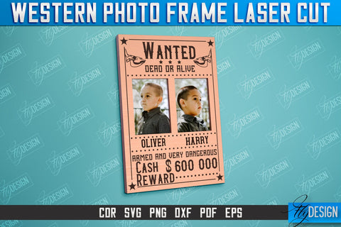 Western Photo Frame Bundle | Gift Idea | Vintage Photo Frame | Wild West | CNC File SVG Fly Design 