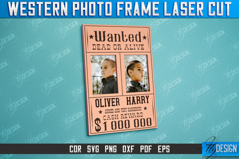 Western Photo Frame Bundle | Gift Idea | Vintage Photo Frame | Wild West | CNC File SVG Fly Design 