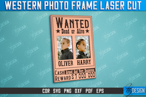 Western Photo Frame Bundle | Gift Idea | Vintage Photo Frame | Wild West | CNC File SVG Fly Design 