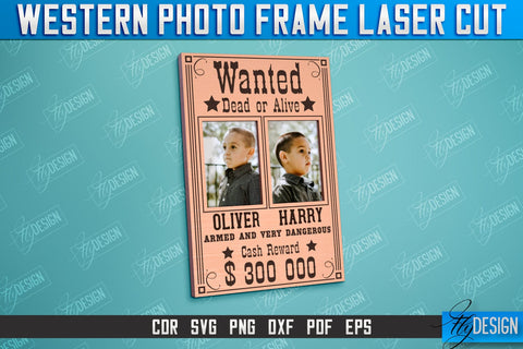 Western Photo Frame Bundle | Gift Idea | Vintage Photo Frame | Wild West | CNC File SVG Fly Design 