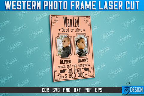 Western Photo Frame Bundle | Gift Idea | Vintage Photo Frame | Wild West | CNC File SVG Fly Design 