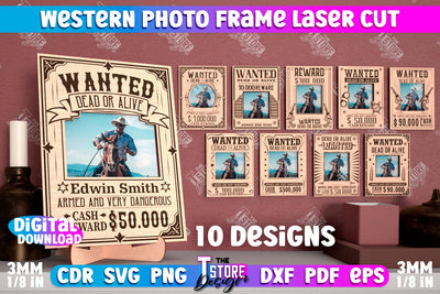 Western Photo Frame Bundle | Gift Idea | Vintage Photo Frame | Wild West | CNC File SVG The T Store Design 