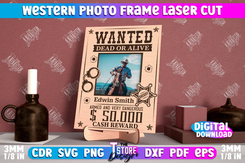 Western Photo Frame Bundle | Gift Idea | Vintage Photo Frame | Wild West | CNC File SVG The T Store Design 