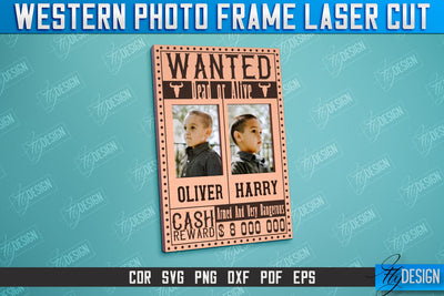 Western Photo Frame | Gift Idea | Vintage Photo Frame | Wild West | CNC File SVG Fly Design 