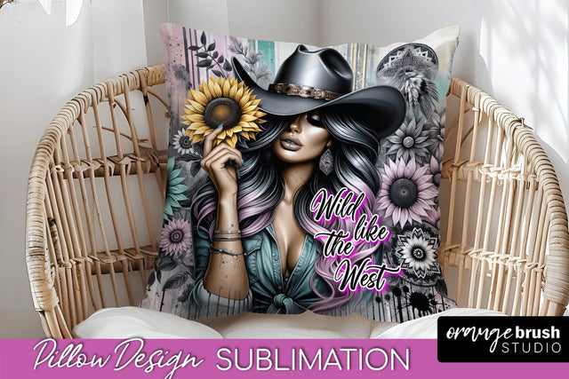 Western Pillow Cover - Cowgirl Pillow Case Sublimation Sublimation OrangeBrushStudio 