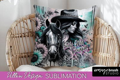 Western Pillow Cover - Cowgirl Pillow Case Sublimation Sublimation OrangeBrushStudio 